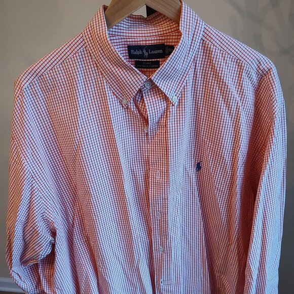 Ralph Lauren Blake Orange/White Long Sleeve Button Down Dress Shirt - Size XXL - Picture 2 of 5